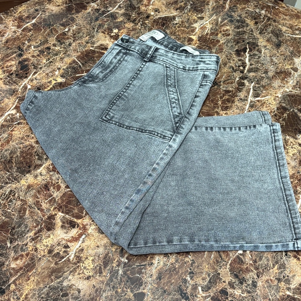 LOGO by Lori Goldstein Gray Flare & Wide Leg Jeans